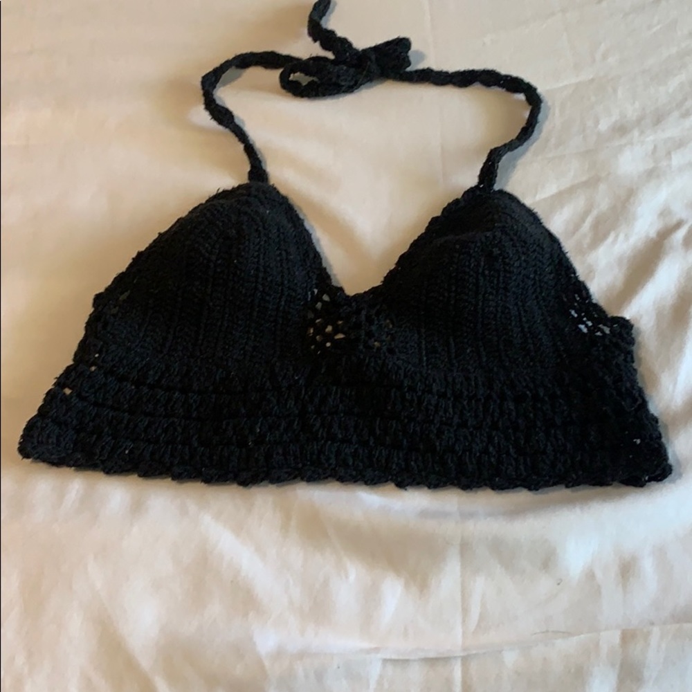 Crochet black crop top